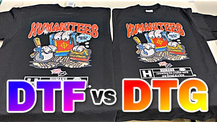 Image of a DTF on a T-Shirt and an Image of a DTG on a T-Shirt