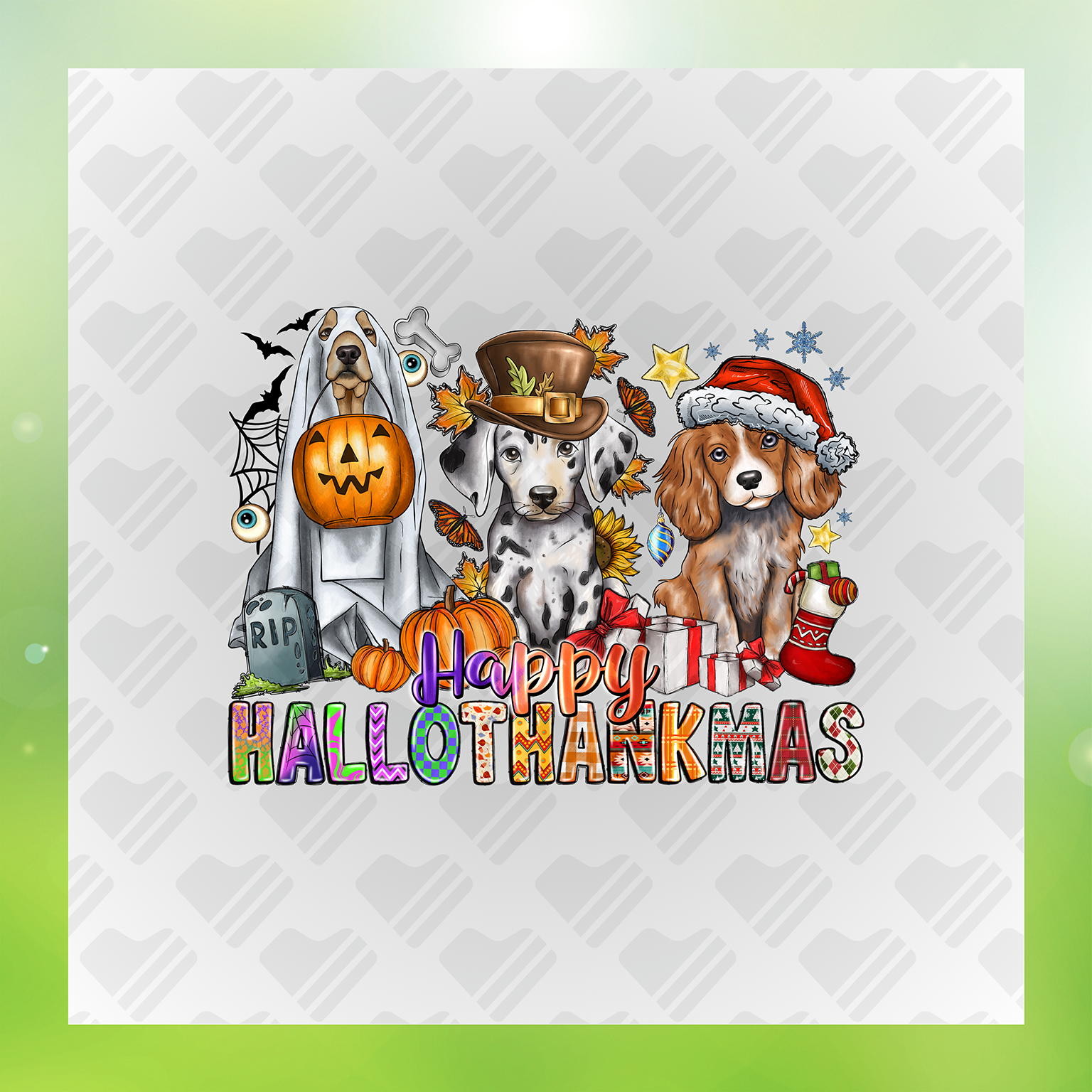 HalloThanksMas Dogs Transfer