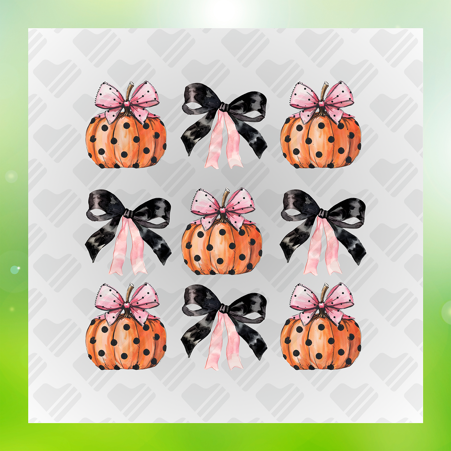 Pumpkins And Ribbons Transfer