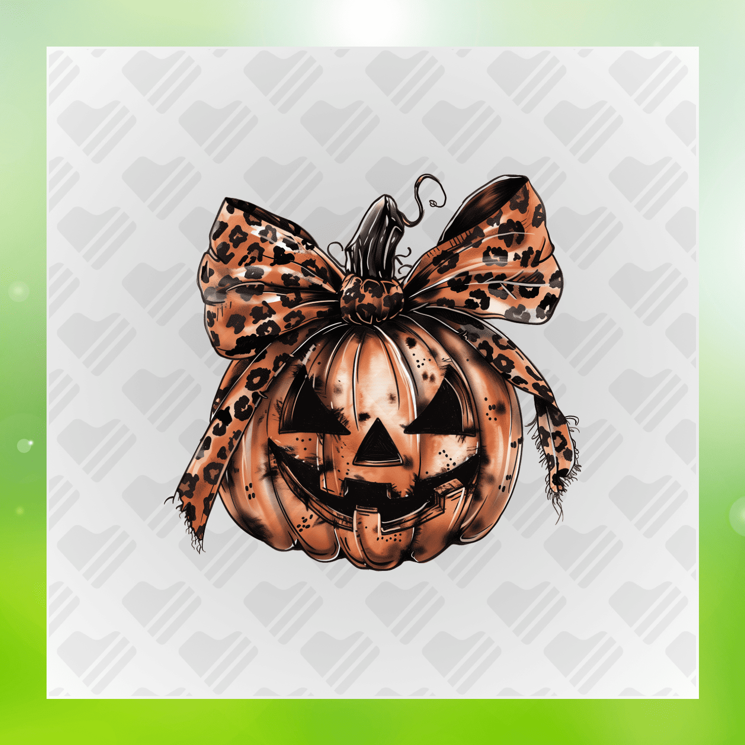 Spooky Halloween Pumpkin With Bow Transfer