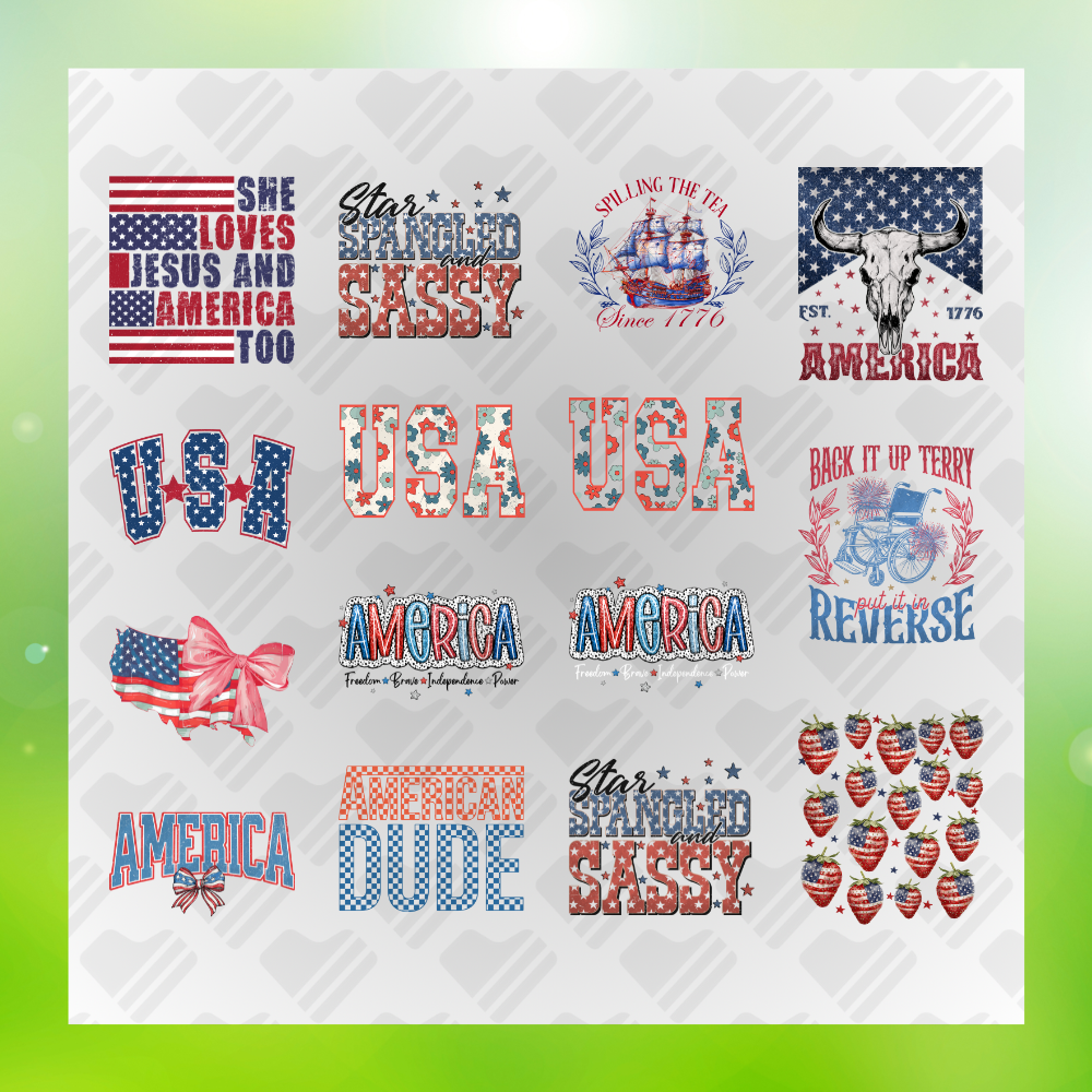 4th Of July Bundle Love Free America Transfer