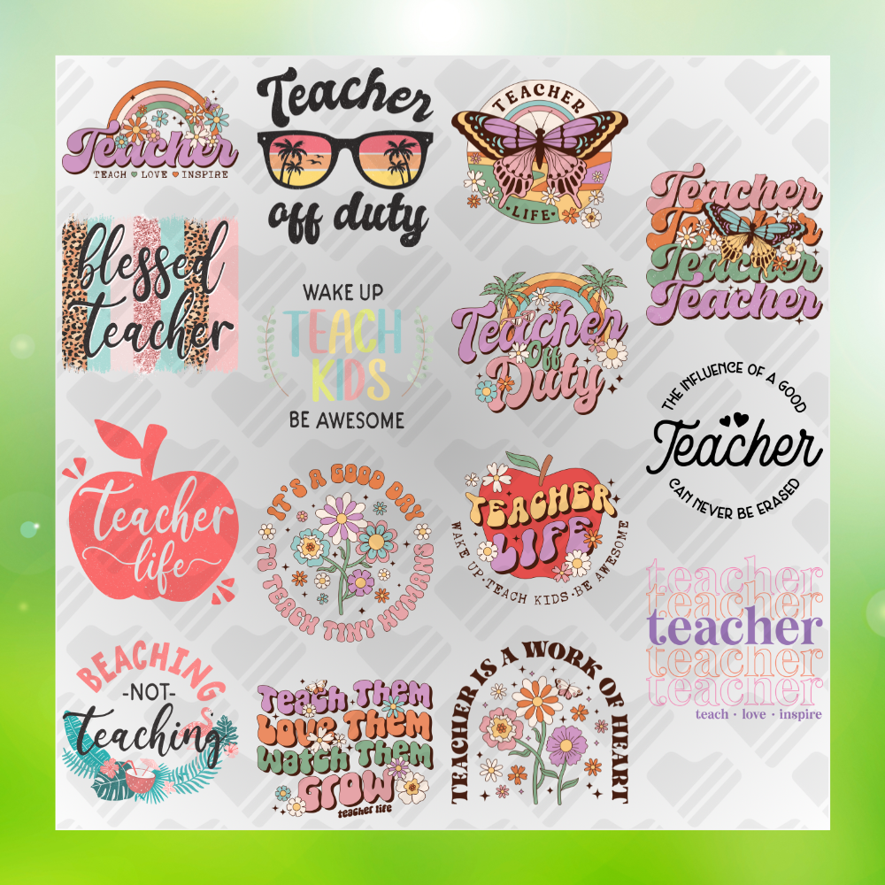 Teacher Retro Flower Bundle Teachers v3 Transfer