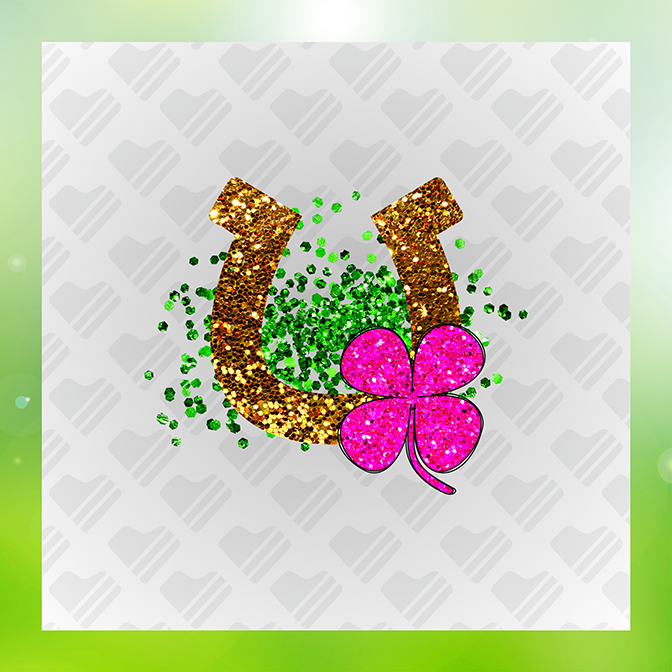 Glitter Look, No Mess Horseshoe Clover Sticker