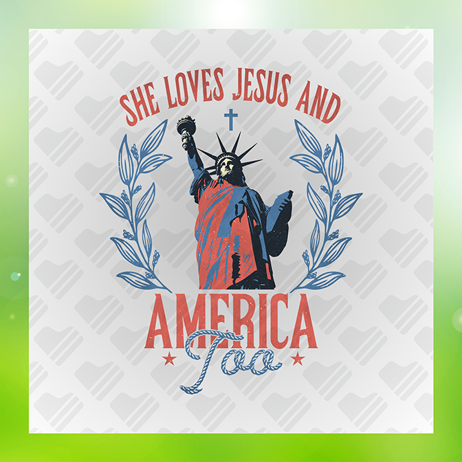 She Loves Jesus & America  Sticker