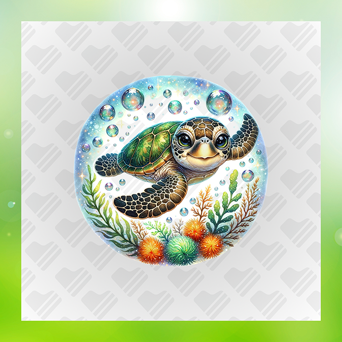 Turtle Bubbles Coral s Turtle Sticker