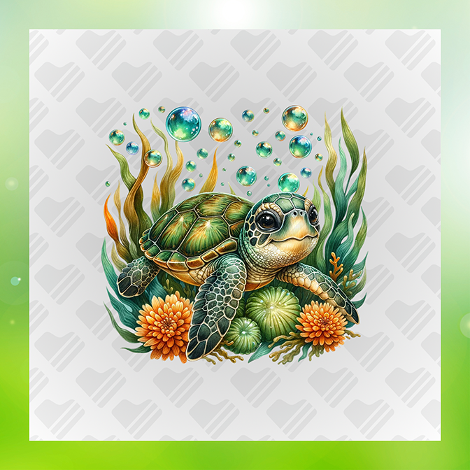 Turtle Coral Bubbles Ver.2 s Turtle Sticker