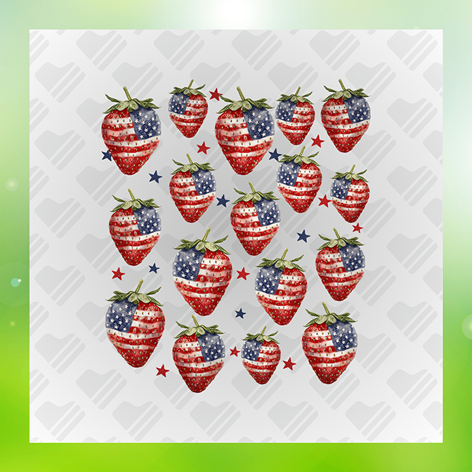 USA Flag Strawberry July 4th Sticker