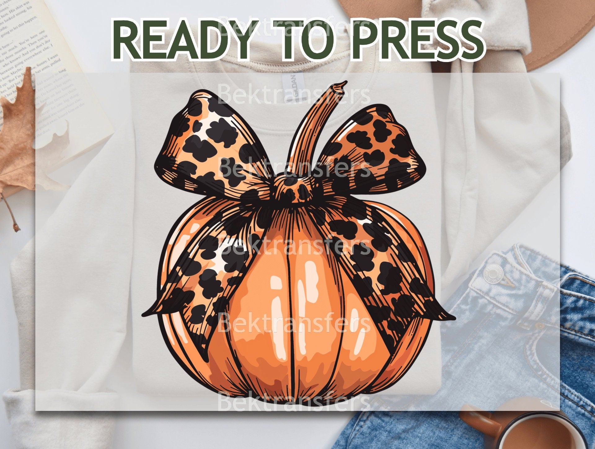 Leopard Bow Pumpkin Transfer